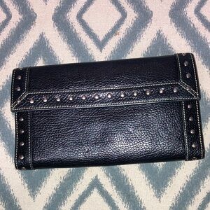 Black Studded Leather Wallet